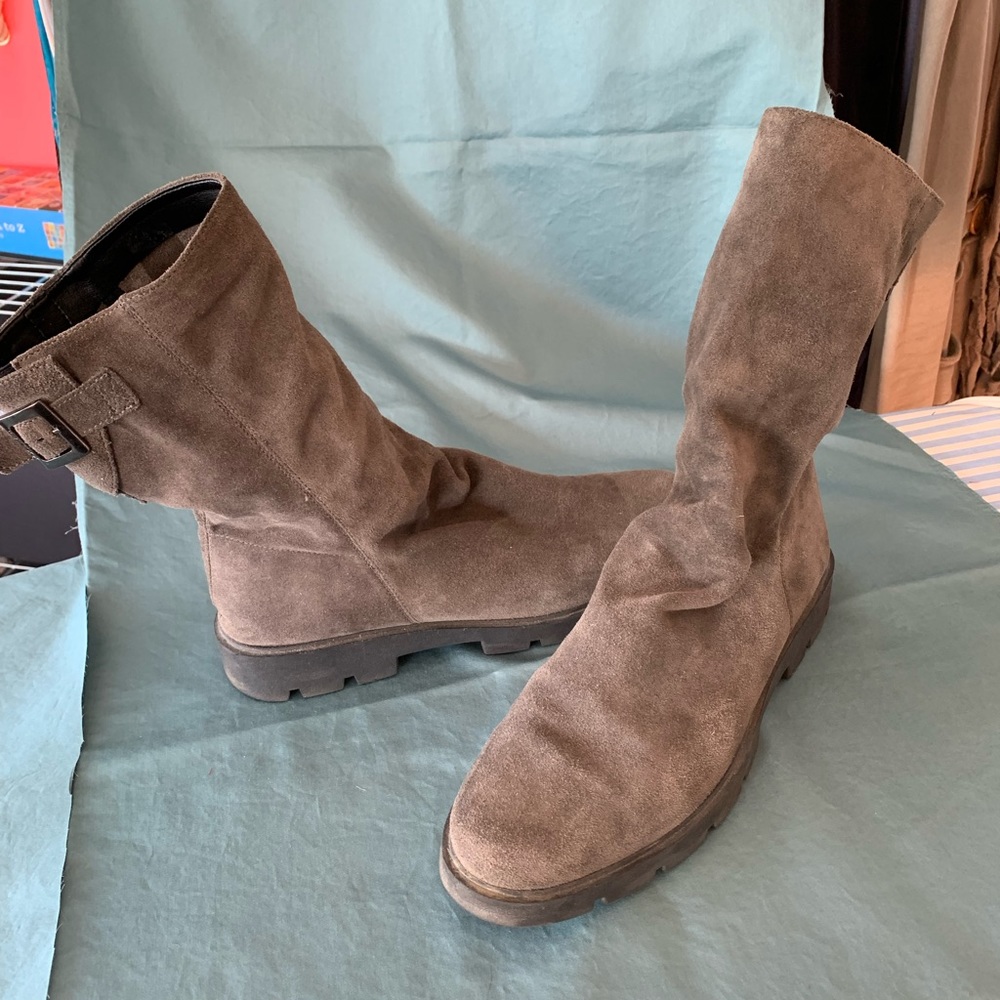The Flexx brown/taupe suede scrunch bootie